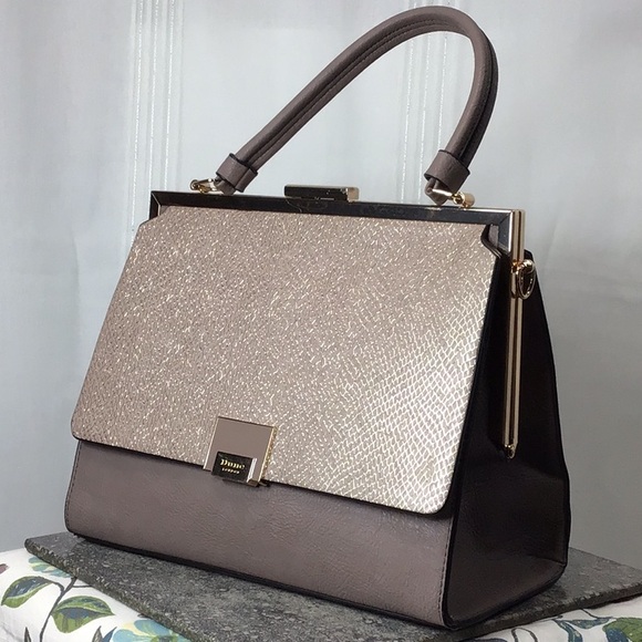 DUNE LONDON Taupe Gold Footed Bottom Hand Tote Bag - Picture 9 of 9